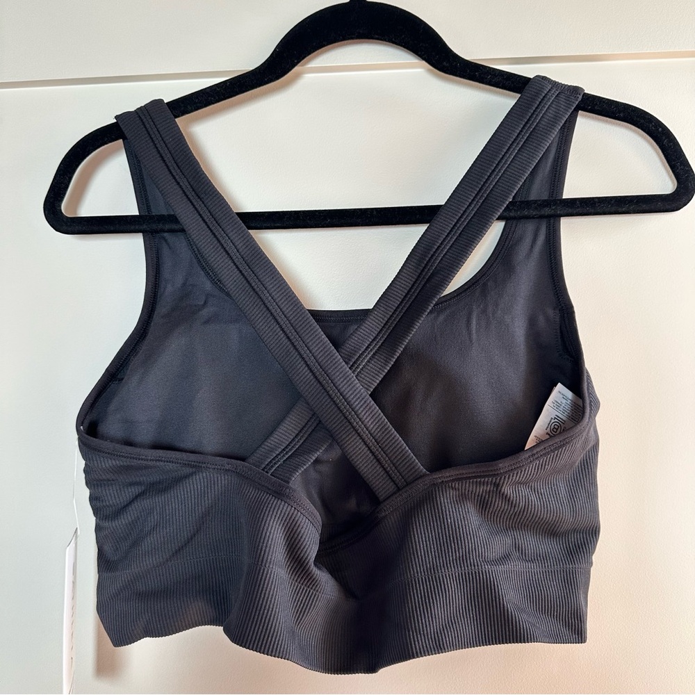 NWT Athleta XL D-DD Aurora Black Ribbed Scoop Sports Bra cross back new support - Picture 12 of 12